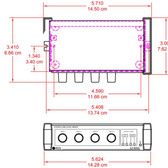 EZ-MX4L Stereo Line-Level Audio Mixer - 4X1 - Picture 3 of 3